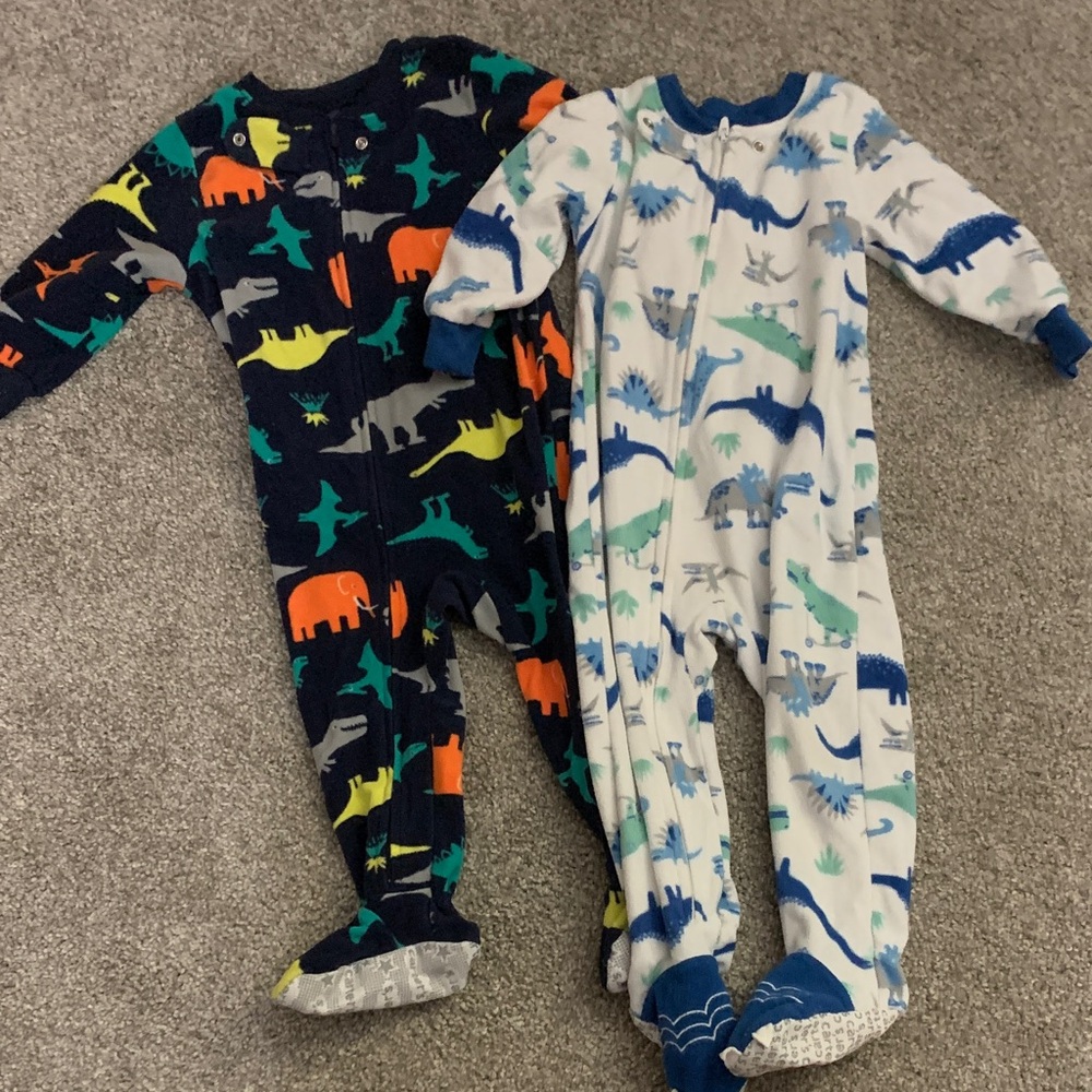 Carter's Colorful Dinosaur and Blue Dino Footies